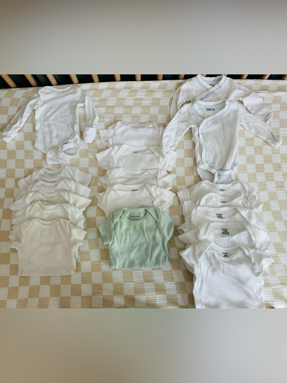 Baby Assorted White Cotton Onesies Multiple Sizes Bundle NB, 0-3, 3-6